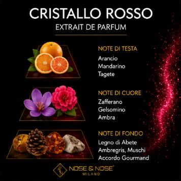 Nose & Nose Cristallo Rosso EXTRAIT DE PARFUM - Profumo Luminosa, Intensa e Avvolgente